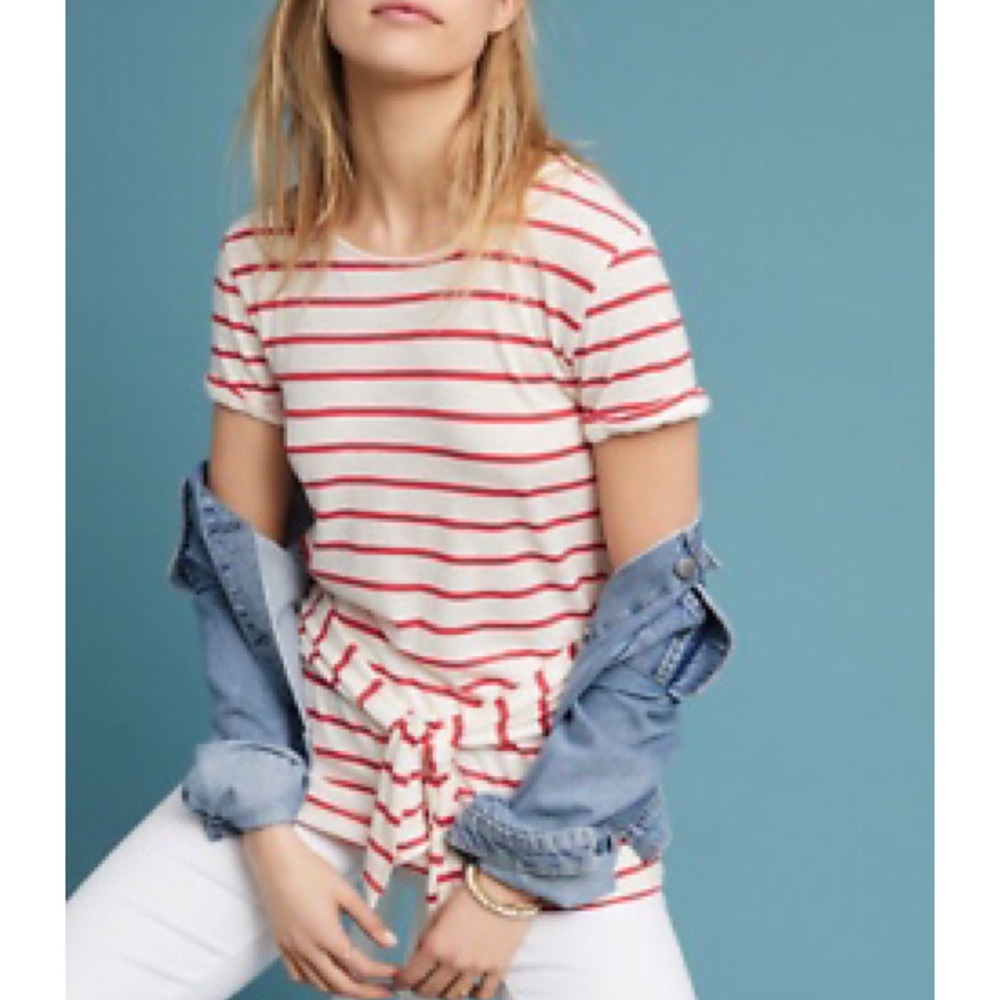 Anthropologie T.la tie front striped tee XS